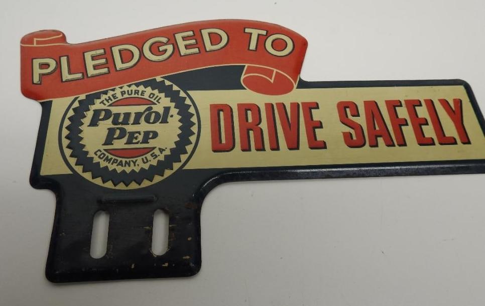 Purol Pep Drive Safely License Plate Topper Sign (1 of 3)