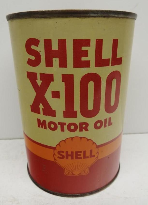 Shell X-100 Motor Oil Quart Can (1 of 5)