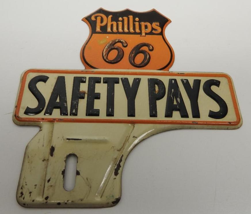 Phillips 66 Safety Pays License Plate Topper Sign (1 of 2)
