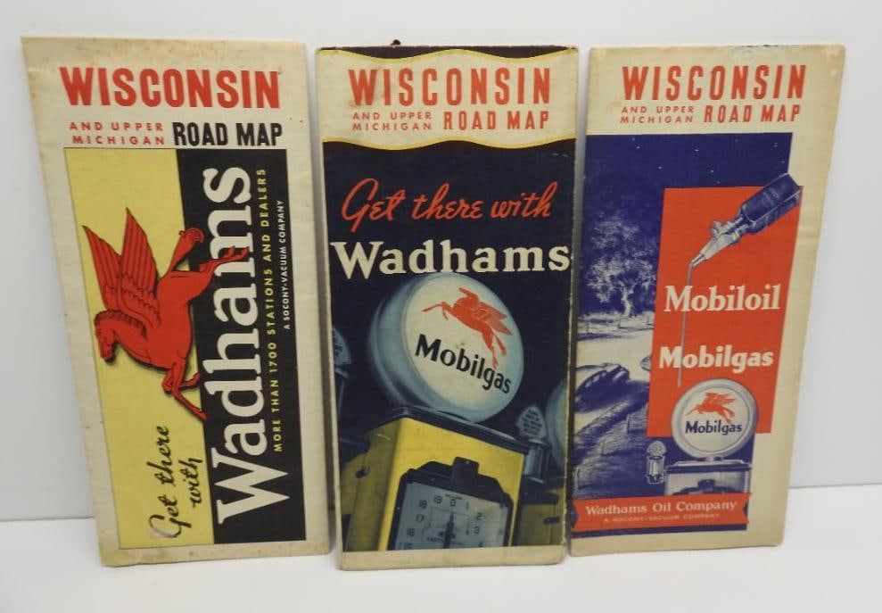 Group of Three Wadhams Mobil Road Maps (1 of 5)