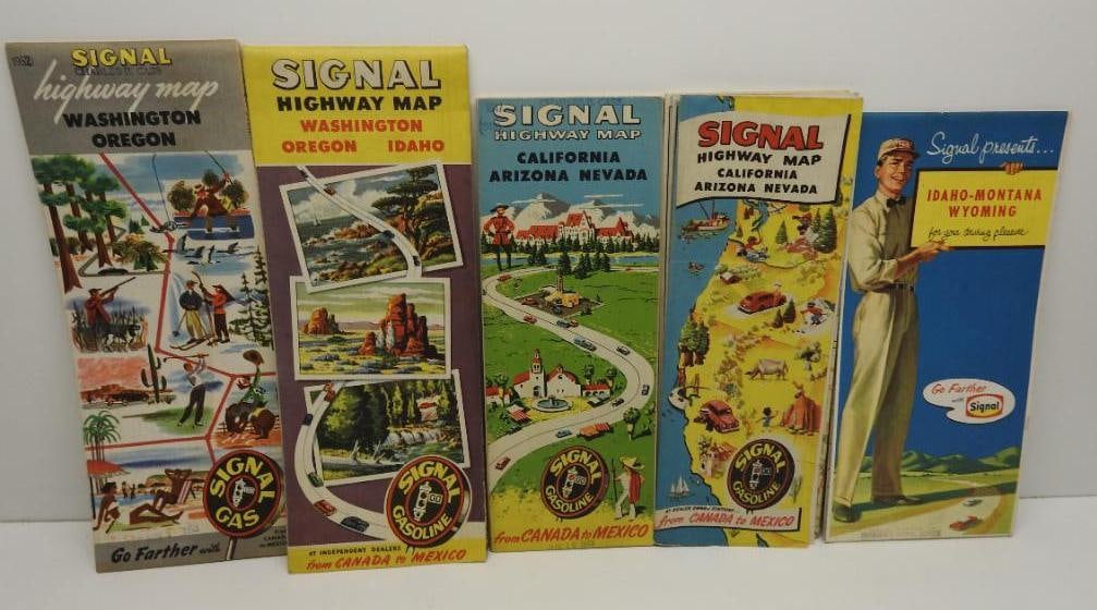 Group of Five Signal Oil Road Maps (1 of 5)
