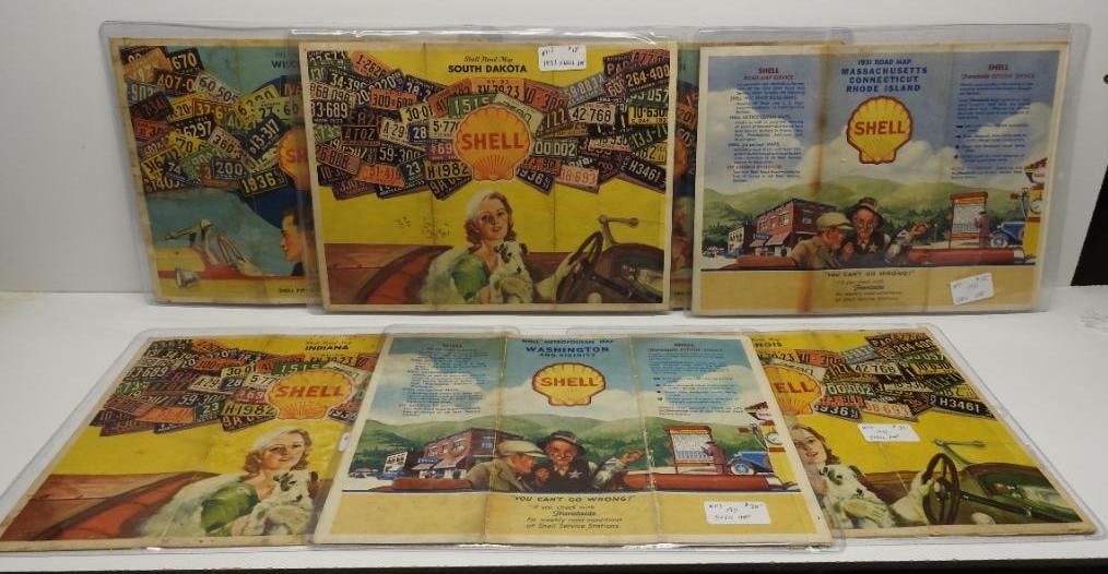 Group of Seven Shell Oil Road Maps (1 of 3)