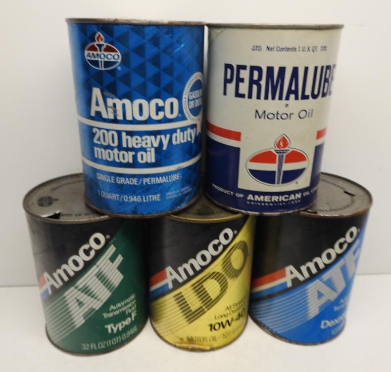 Group of Five Amoco Quart Oil Cans (1 of 2)