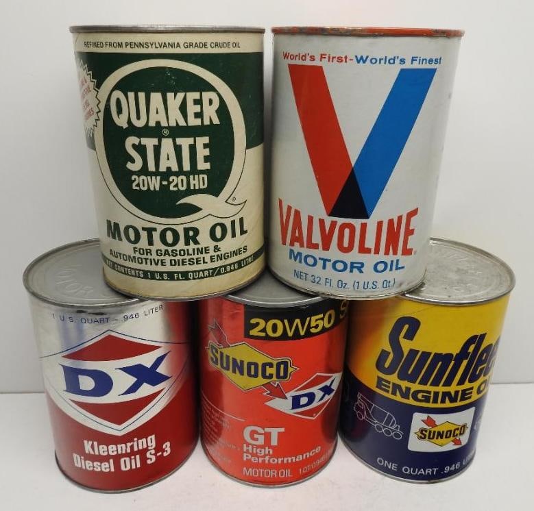 Group of Five Quart Oil Cans (1 of 2)