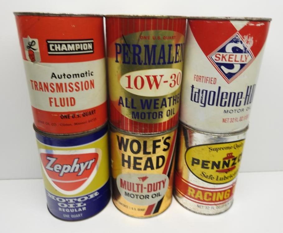 Group of Six Composite Quart Oil Cans (1 of 2)