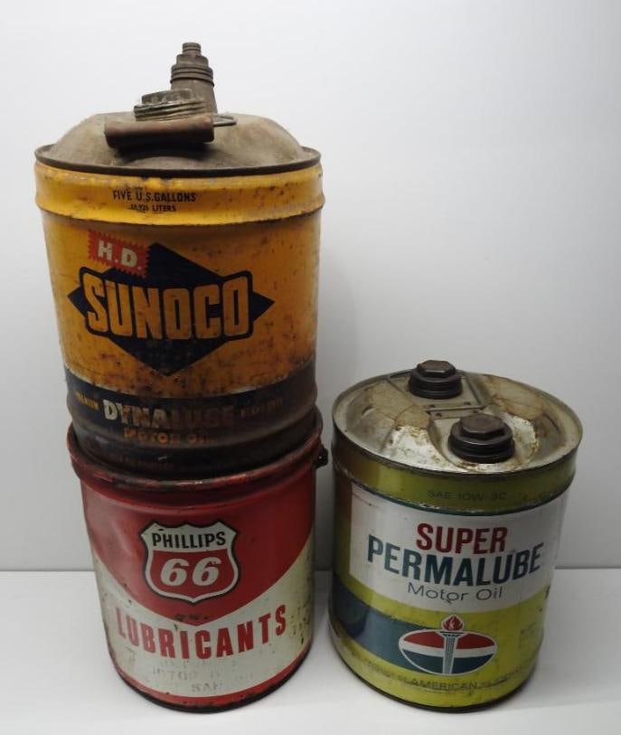 Group of Three Five Gallon Oil Cans (1 of 5)
