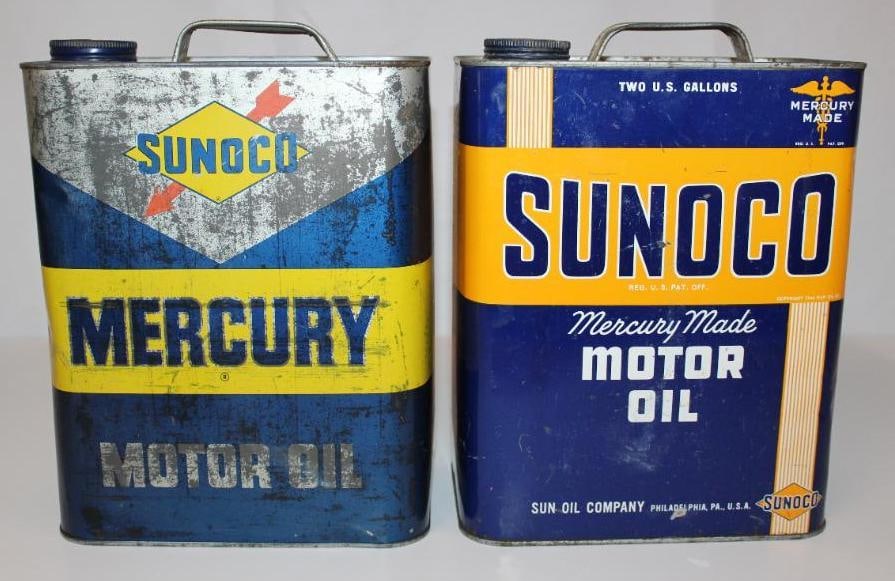 Group of Two Sunoco Mercury 2 Gallon Motor Oil Cans (1 of 4)