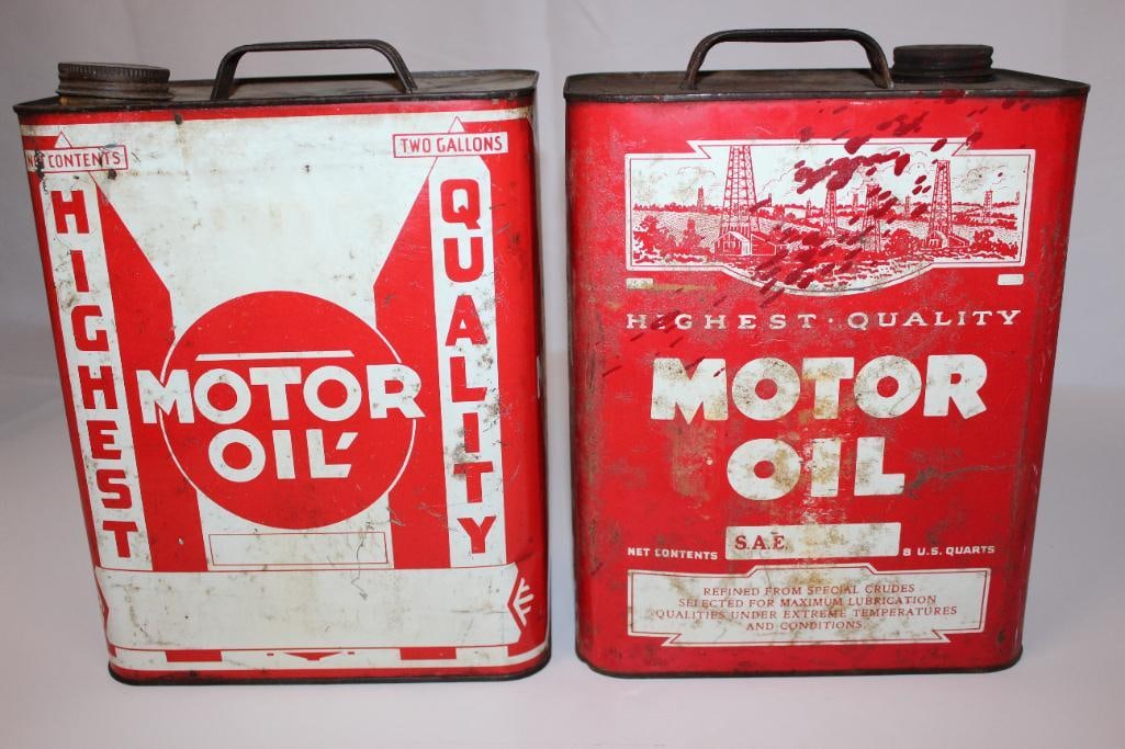 Group of Two Highest Quality 2 Gallon Motor Oil Cans (1 of 4)