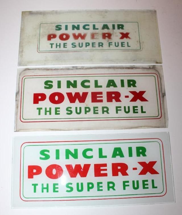 Group of 3 Sinclair Power X Gas Pump Ad Glass (1 of 5)