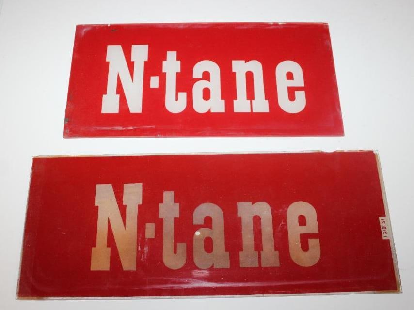 Group of 2 Conoco N-Tane Gas Pump Ad Glass (1 of 4)