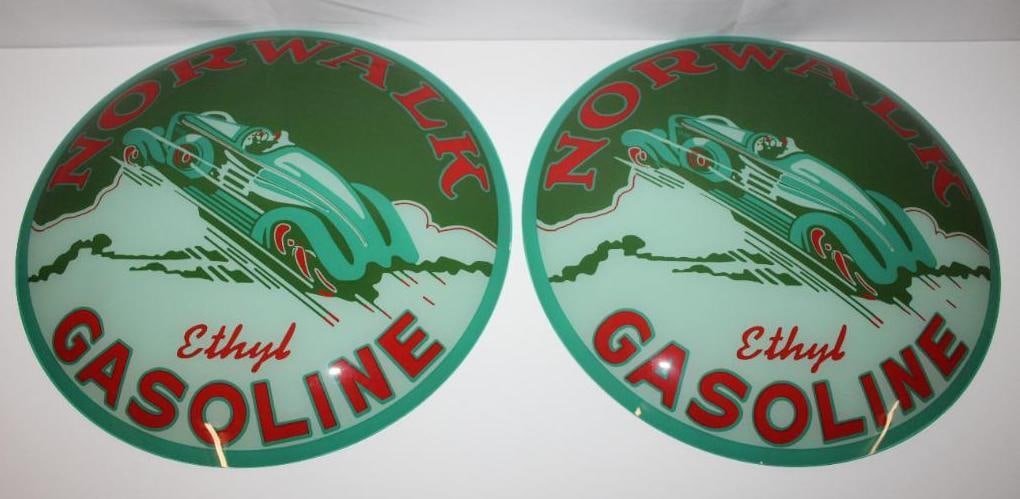 Norwalk Ethel Gasoline Graphic 15" Fantasy Globe Lenses: set of 2 15" lenses