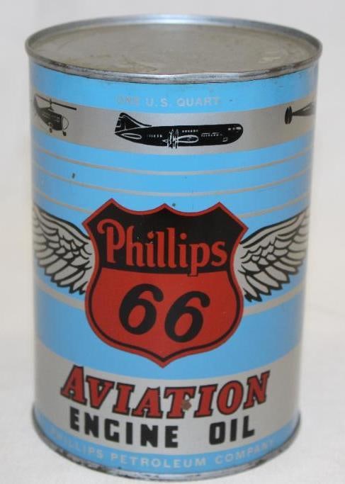 Phillips 66 Aviation Metal 1 Quart Motor Oil Can (1 of 3)