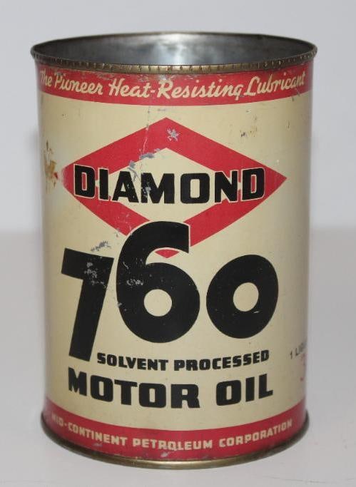 Mid Continent Diamond 760  Metal One Quart Pricer Motor Oil Can (1 of 4)