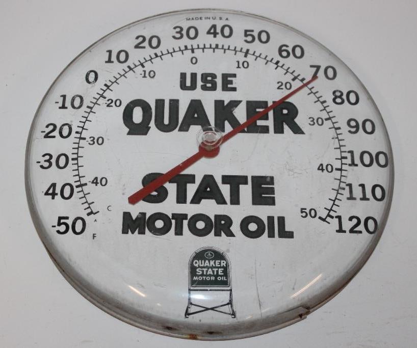 Quaker State Round Advertising Thermometer (1 of 5)