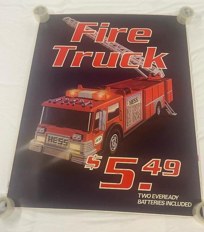 1980's Hess Toy Fire Truck Station Sign (1 of 3)