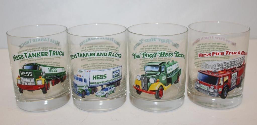Group of 4 Hess Classic Truck Series Station Glasses: 4" x 3"