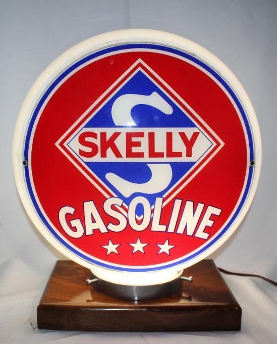 13.5" Skelly Gasoline Gas Pump Globe on Wide Milk Glass Body (1 of 6)