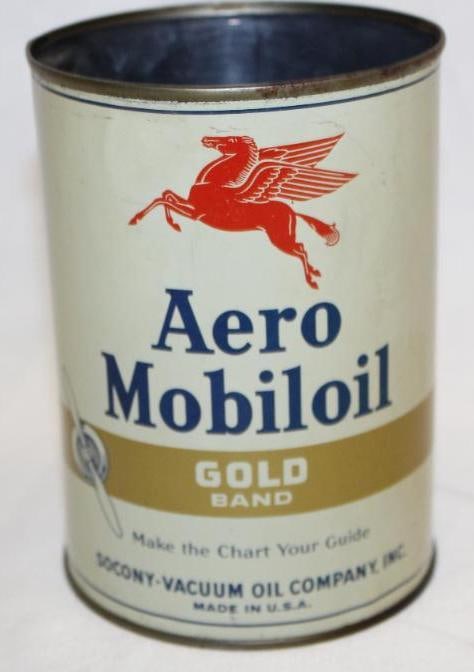 Mobil Aero Gold Band 1 Quart Motor Oil Can (1 of 4)