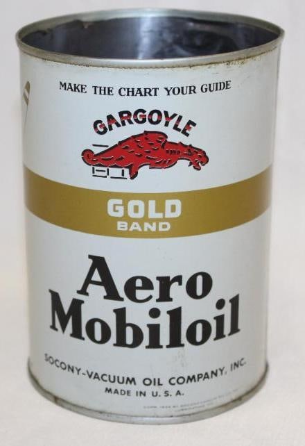 Mobil Gargoyle Gold Band Aero 1 Quart Motor Oil Can (1 of 4)