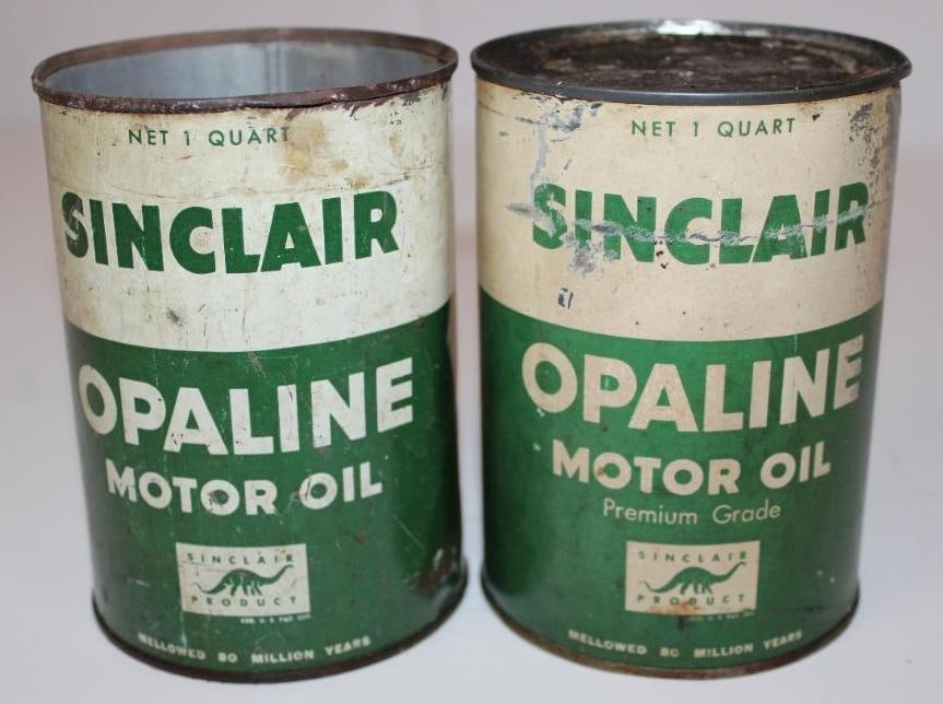 Group of 2 Sinclair Opaline Metal One Quart Motor Oil Cans (1 of 3)