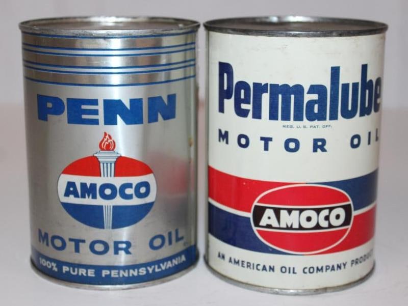 Group of 2 Amoco Permalube and Penn Amoco Metal One Quart Motor Oil Cans (1 of 4)