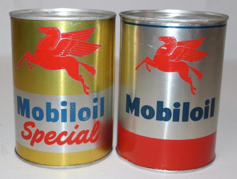 Group of 2 Mobiloil Metal One Quart Motor Oil Cans (1 of 5)