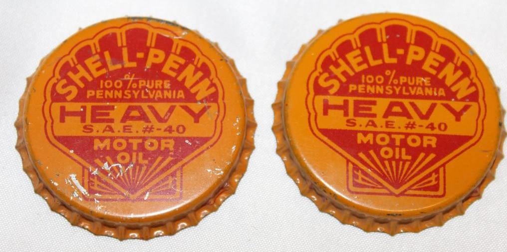 Group of 2 Shell Penn Heavy Oil Bottle Caps (1 of 2)