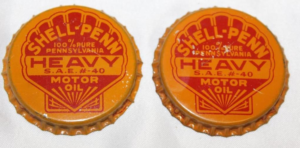 Group of 2 Shell Penn Heavy Oil Bottle Caps (1 of 2)