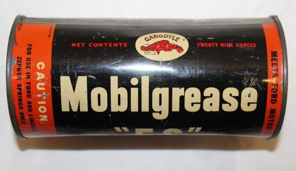 Gargoyle Mobil Grease FS Ford and Lincoln Oil Can: 7" x 3.5", it is full