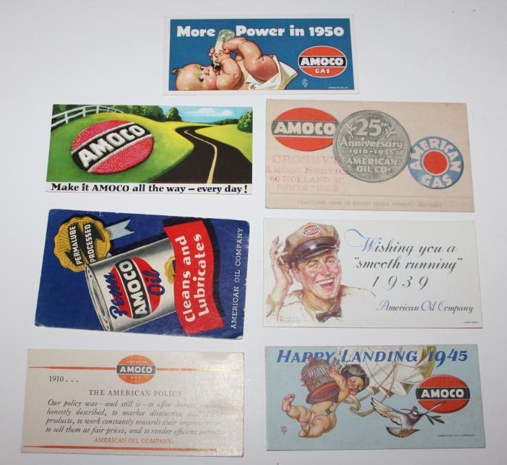 Group of 7 Amoco Advertising Ink Blotters: largest 5.75" x 3.25"