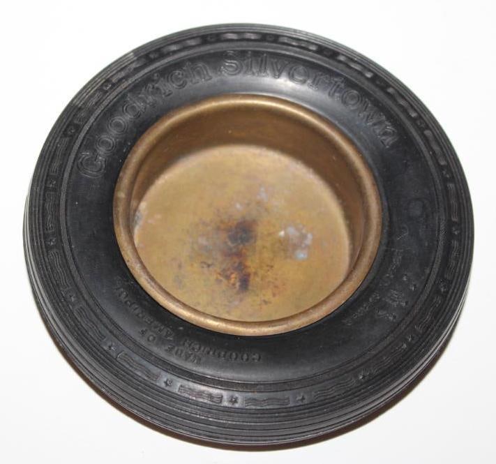 Goodrich Silvertowns Advertising Tire Ashtray: 4.5" diameter w/ metal center