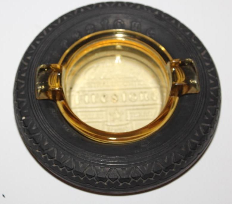 1936 Firestone Dallas TX Centennial Exposition Advertising Tire Ashtray (1 of 3)