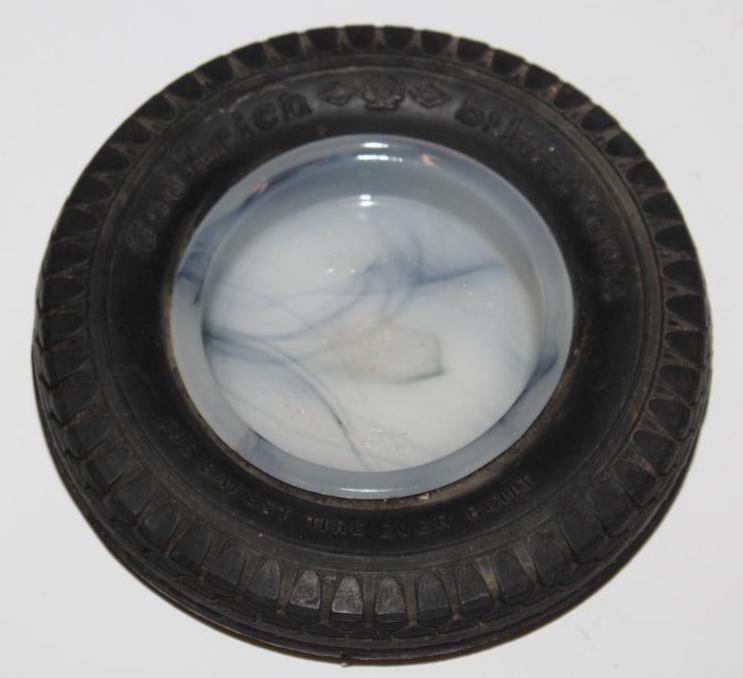 Goodrich Silver Towns Marbleite Advertising Tire Ashtray: 6.5" diameter