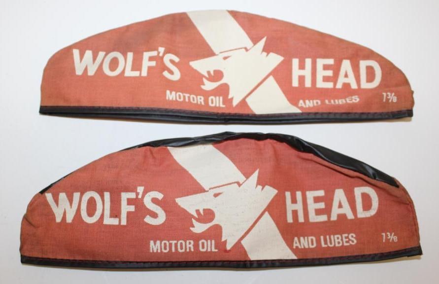 Group of Two Wolf's Head Service Station Mechanic Hats (1 of 2)