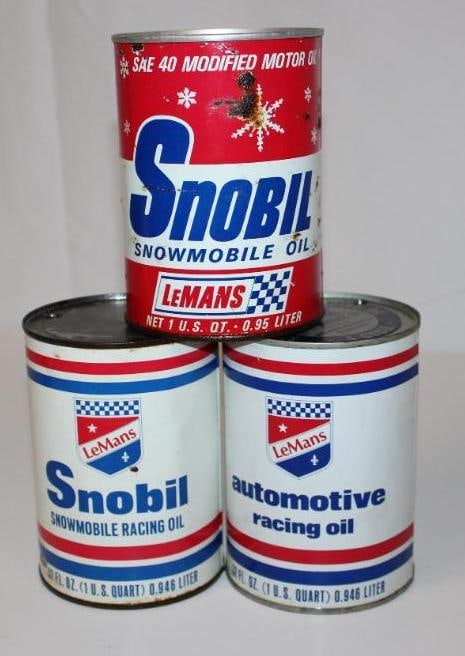 Group of 3 Le Mans Racing and Snomobile Metal One Quart Motor Oil Cans (1 of 3)