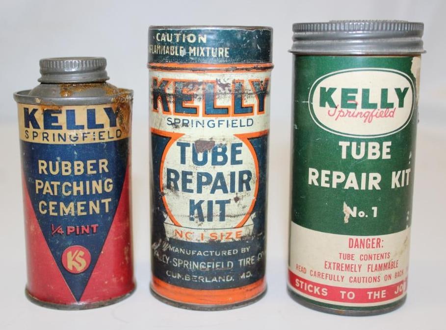 Group of 3 Kelly Springfield Tire Repair Advertising Cans (1 of 3)