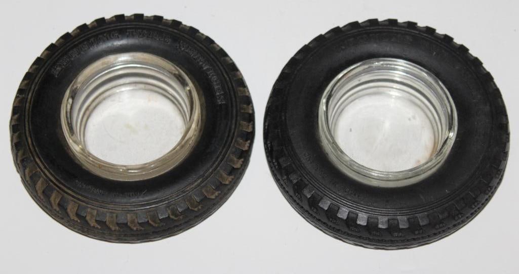 Group of 2 Kenning Advertising Tire Ashtrays: 6" diameter each
