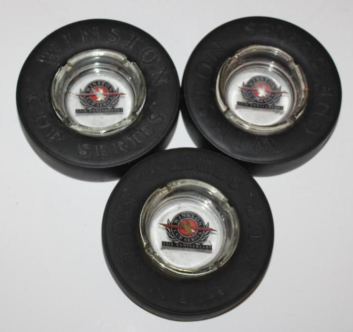 Group of 3 Nascar Winston Cup Advertising Tire Ashtrays: 6.5" diameter each