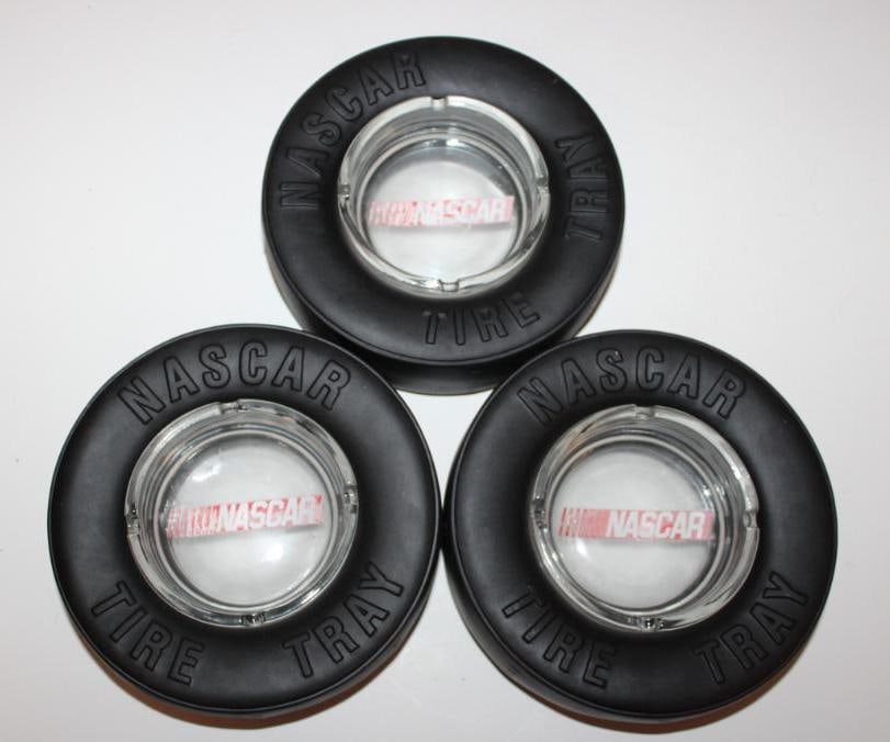 Group of 3 Nascar Advertising Tire Ashtrays: 6.5" diameter each