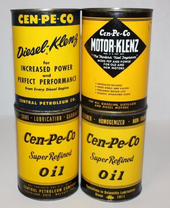 Group of 4 Cen-Pe-Co  Metal One Quart Motor Oil Cans (1 of 2)