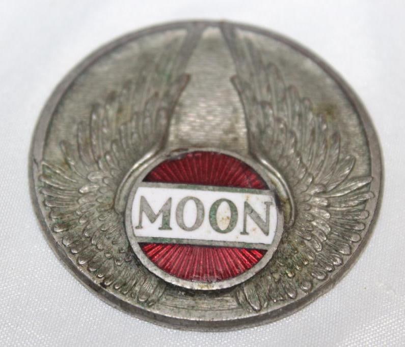 1927 Moon Motor Car Co Radiator Emblem Badge: 2" diameter, cloisonne