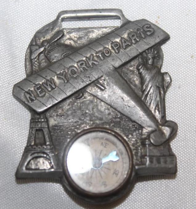 New York to Paris Figural Airplane Watch Fob and Compass (1 of 3)