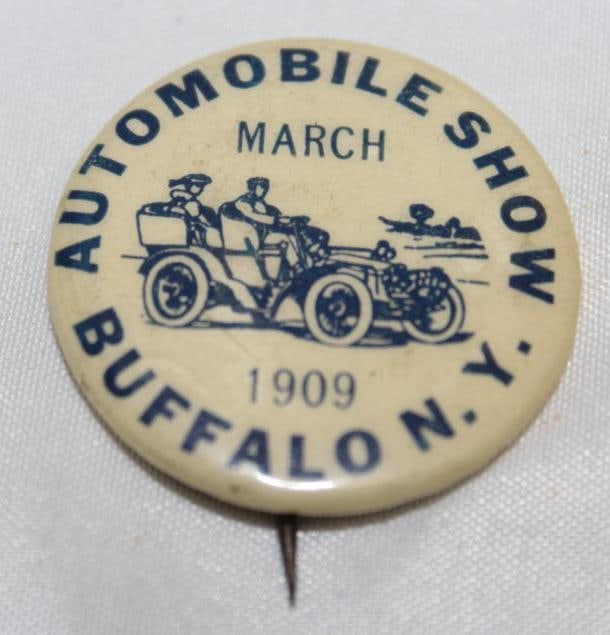 1909 Automobile Show of Buffalo NY Advertising Pin Badge (1 of 2)