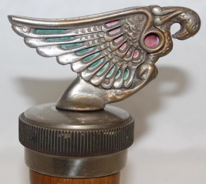 Eagle With Glass Red and Green Wing Radiator Mascot Hood Ornament (1 of 5)