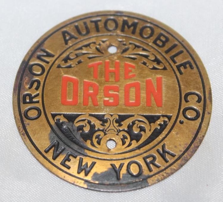 1910-1912 Brass Orson Automobile Company of New York Radiator Emblem Badge: 2" diameter