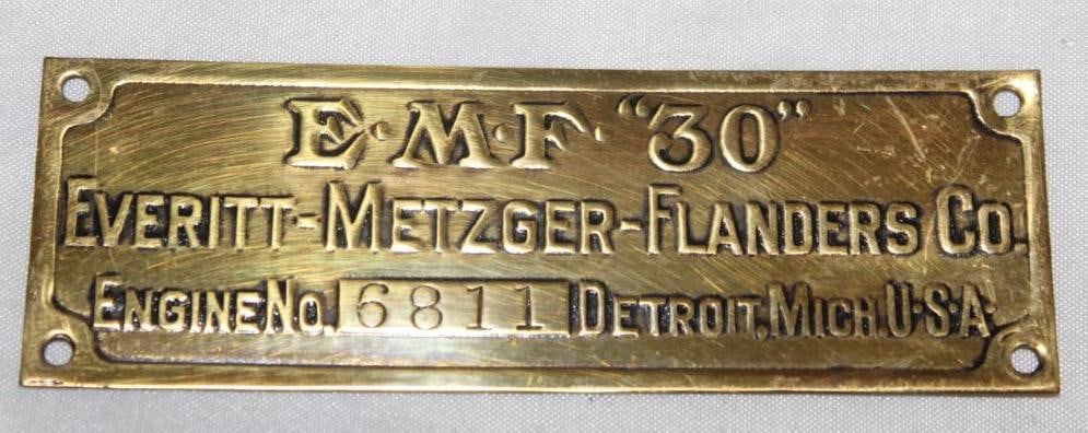 1909 EMF 30 Brass Serial Data Tag (1 of 2)