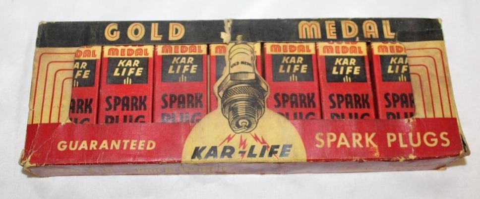NOS Kar-Life Gold Medal Spark Plugs Advertising Display (1 of 7)