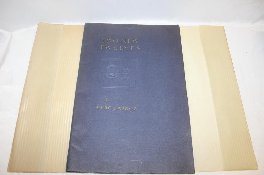 Large 1932 Pierce Arrow Twelve Sales Brochure Book: 18" x 12", with original protective rice paper wrap over the cover