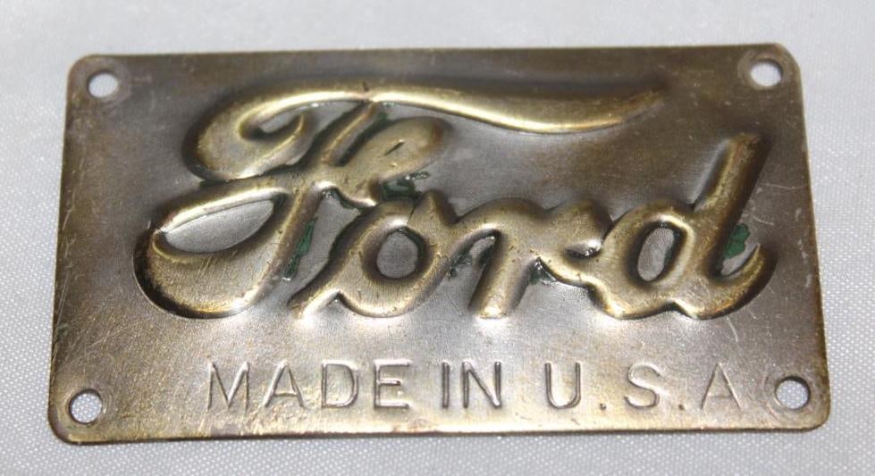 Early Brass Ford Script Emblem Badge (1 of 2)