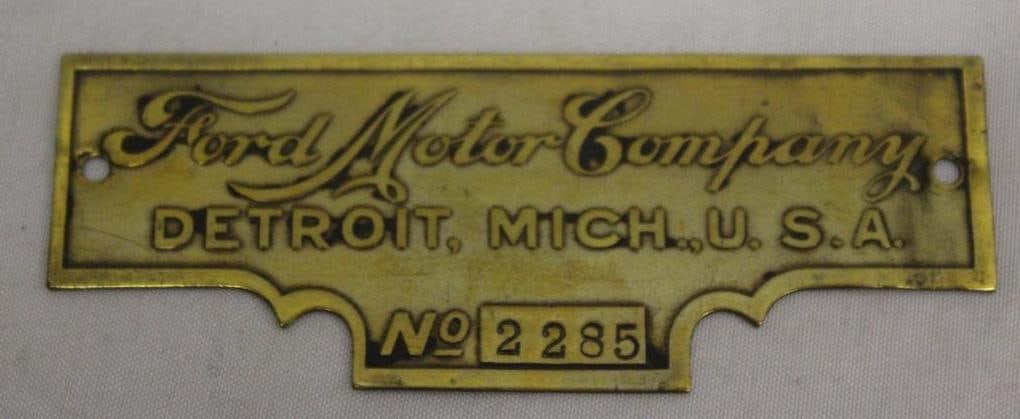 Early Brass Ford Motor Co 1903-1906 Serial Data Tag (1 of 2)